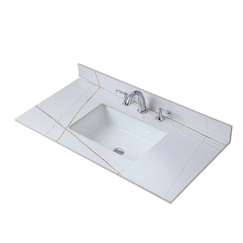 43" Undermount Bathroom Sink with Three Faucet Hole and Backsplash