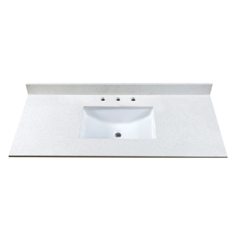 49 Inch Off-White Quartz Countertop with 8 Inch Widespread Faucet Holes