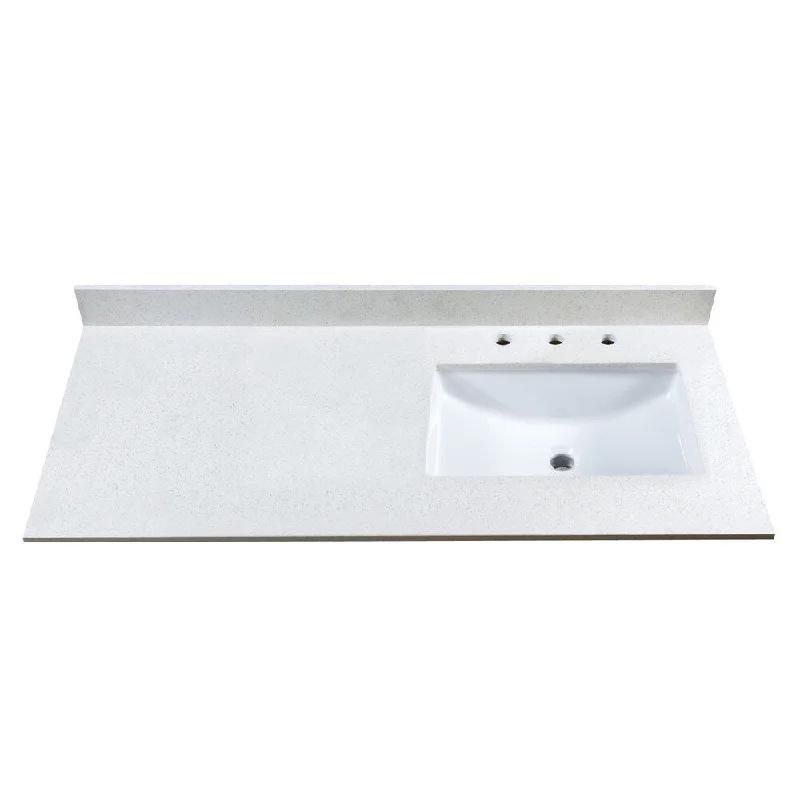 49-Inch Off-White Quartz Countertop with 8-Inch Widespread Faucet Holes