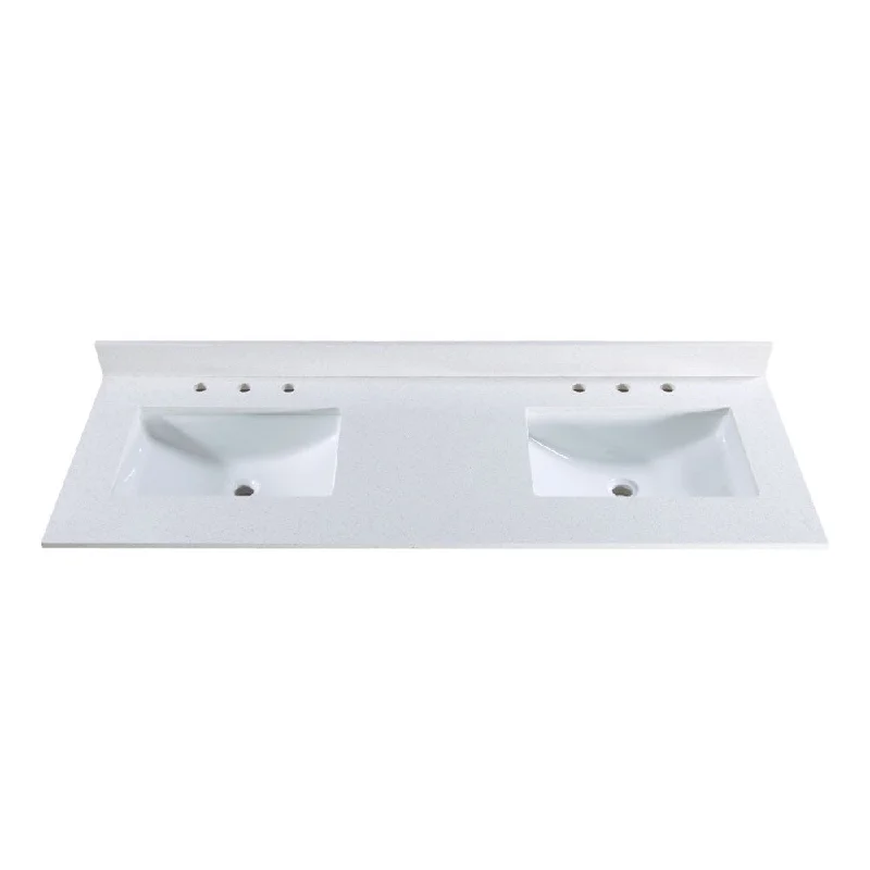 61-inch Off White Quartz Countertop with 8-inch Widespread Faucet Holes