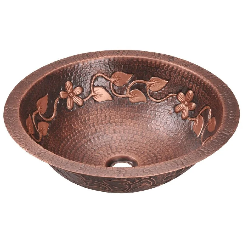 923 Antique Bronze Copper Vessel Bathroom Sink with Faucet and Grid Drain