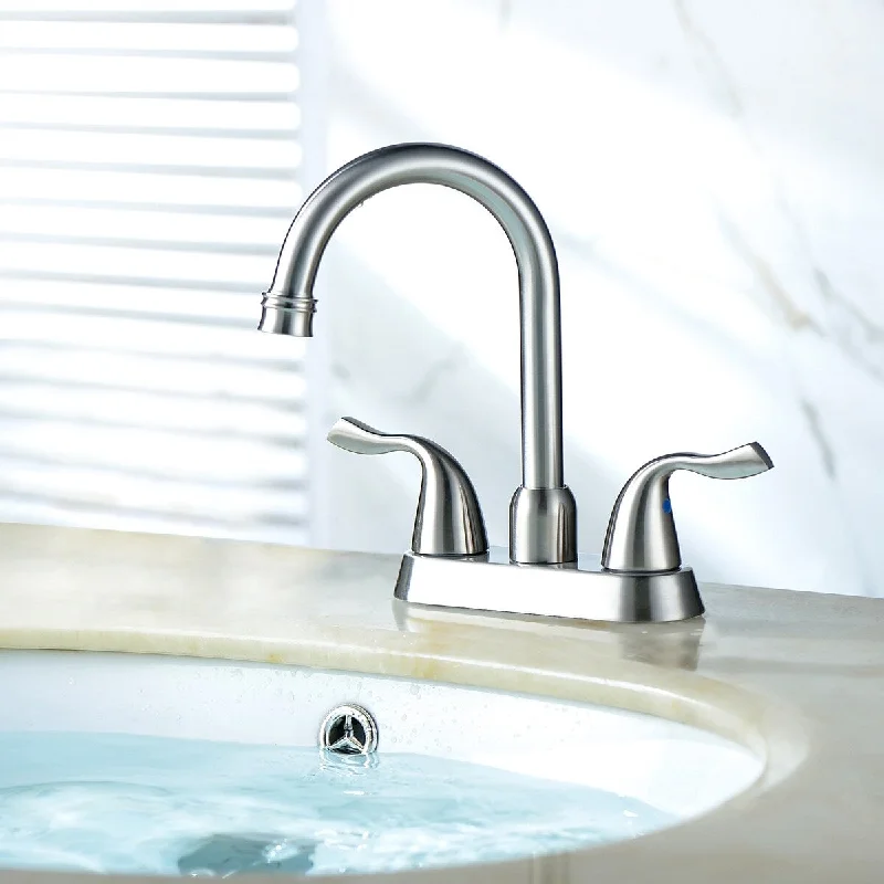 Brushed Nickel Two Handle Bathroom Faucet with Pop-up Drain