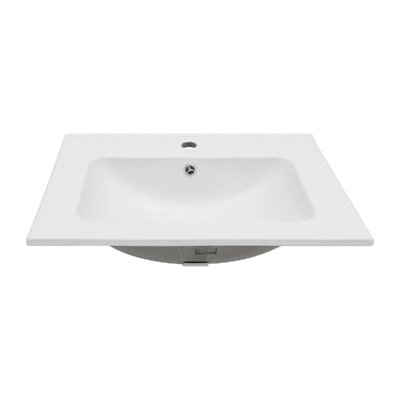 Ceramic Rectangular Single Vanity Top with 1 Faucet Hole and Overflow