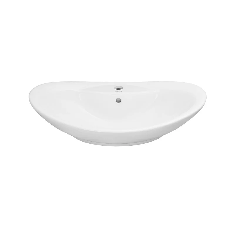 Ceramic Vessel - Oval w/overflow (single faucet hole)-White