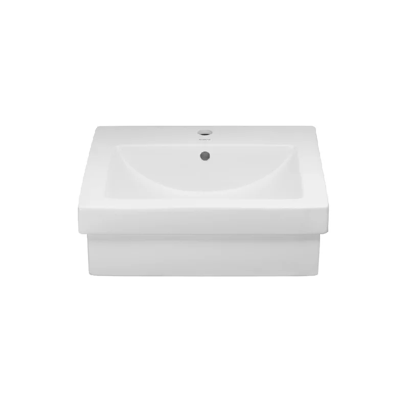 Ceramic Vessel - Rectangle w/overflow (single faucet hole)-White