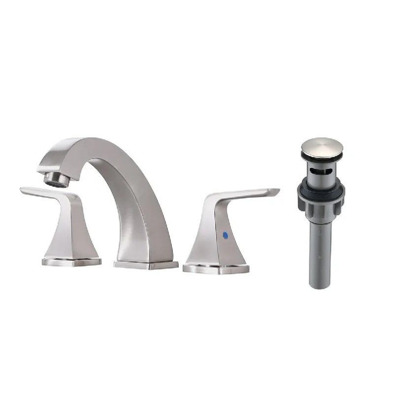 Classic Design 2-Handle Widespread Bathroom Faucet Brushed Nickel Finish with Pop-Up Drain, Durable Stainless Steel Build