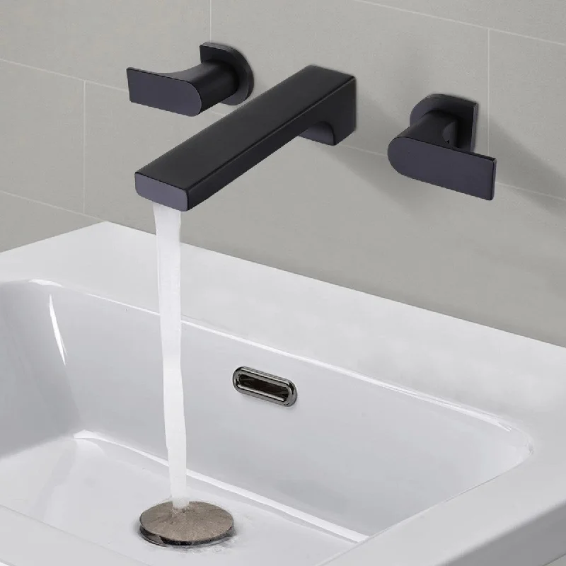 EPOWP Wall Mounted Bathroom Sink Faucet with Double Lever Handles