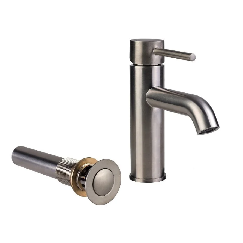 European Single Hole Bathroom Faucet with Drain in Brushed Nickel