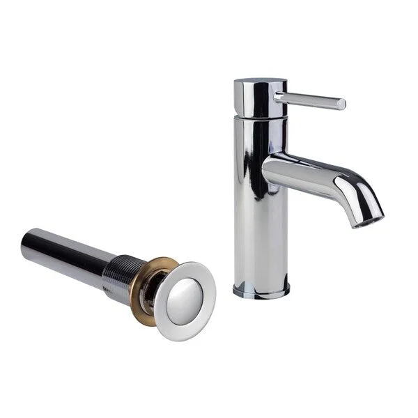 European Single Post Bathroom Faucet with Standard Sink Drain with Overflow Chrome