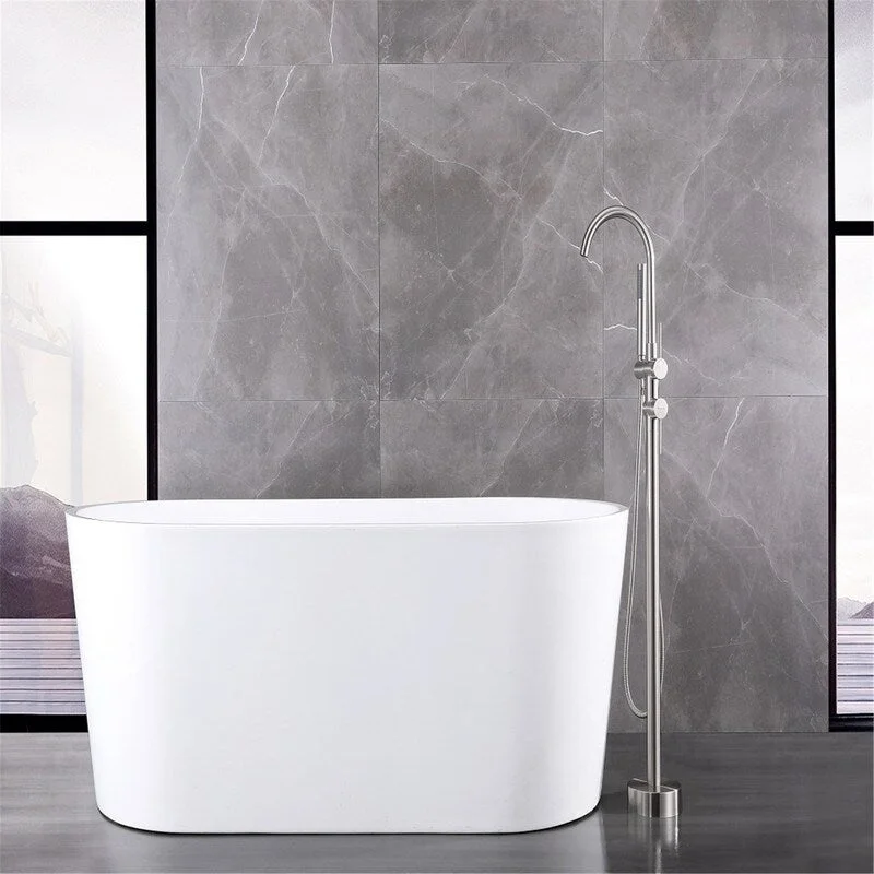 Floor-standing bathtub faucet with hand shower