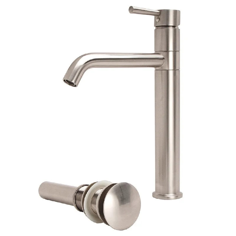 Fontaine European Swivel Arm Vessel Sink Faucet with Drain in Brushed Nickel