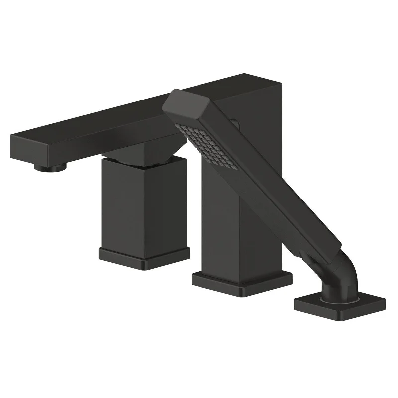 Hotel de Ville 3- Hole Roman Tub Faucet With Hand Shower in Matte Black