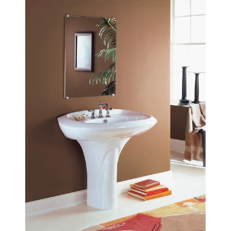 Large Oval Vitreous China Pedestal Sink with 4 inch Faucet Drilling