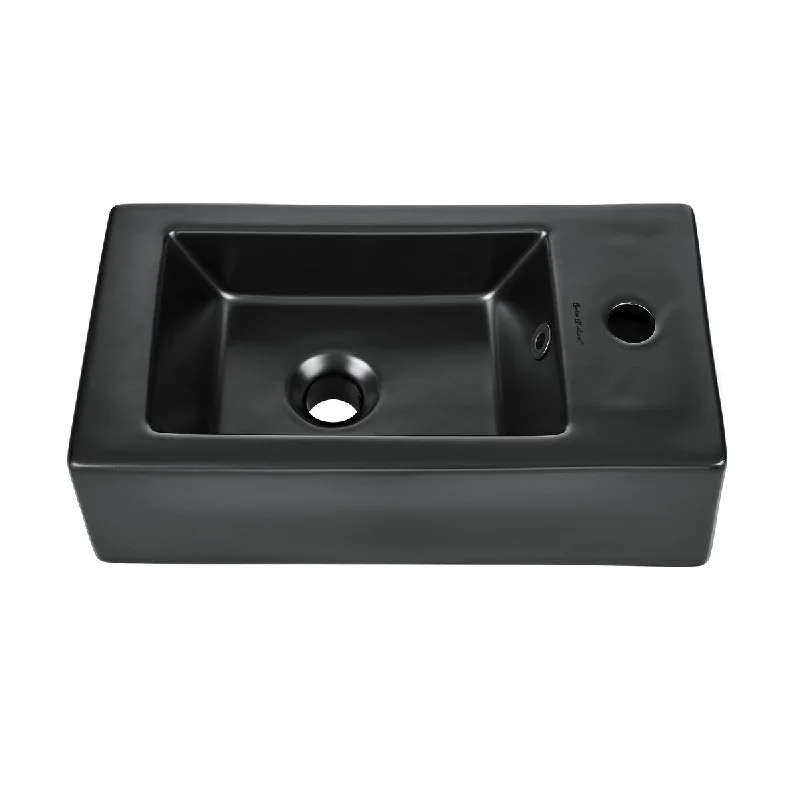 Lausanne 19.5 X 10 Rectangular Ceramic Wall Hung Sink With Right Side Faucet Mount, Matte Black - 19.7" x 10.25" 5.3"