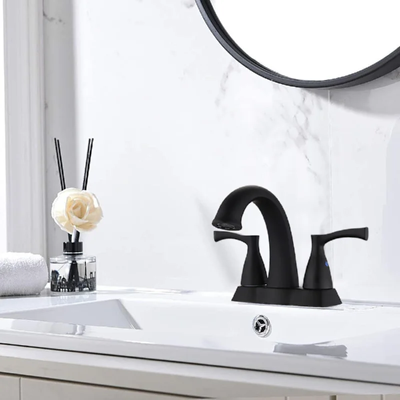 Matte Black 2-Handle Bathroom Sink Faucet with Pop Up Drain Assembly