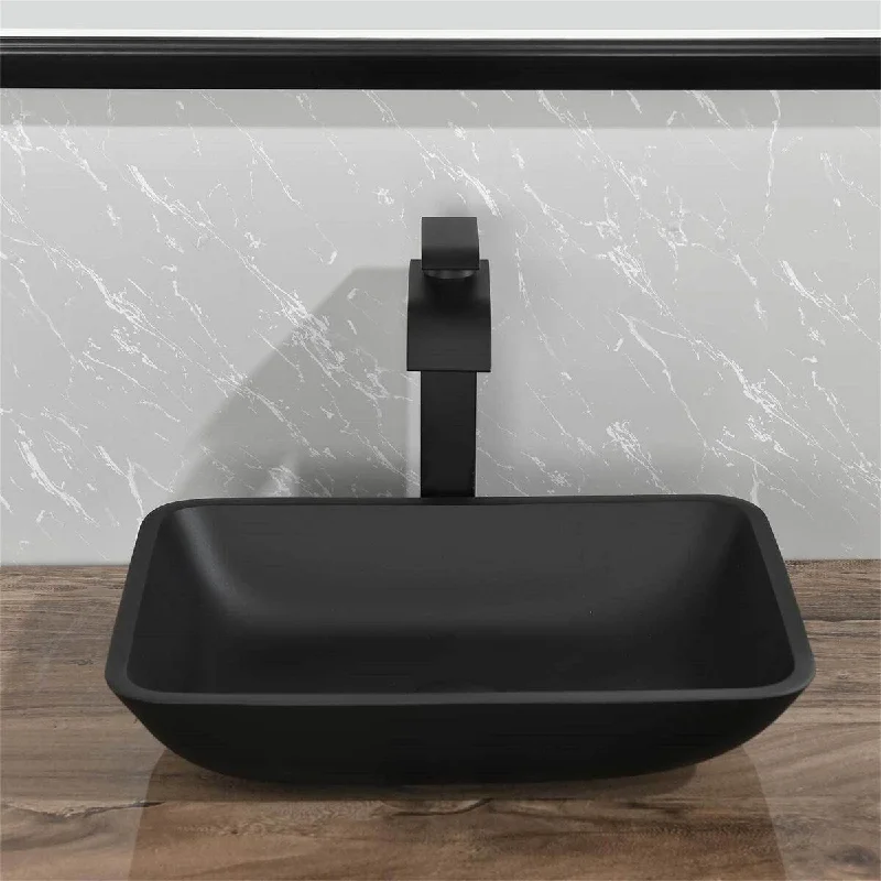 Matte Black Bathroom Sink with Faucet and Pop-Up Drain