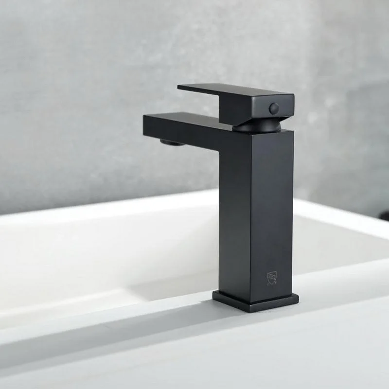 Matte Black Single Hole Single-Handle Bathroom Faucet with Deck Plate - 7'6" x 9'6"