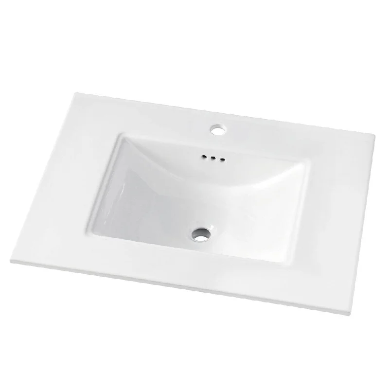 Maykke 31 Inch Brighton Ceramic Sinktop with 8 Inch Widespread Faucet Holes in White