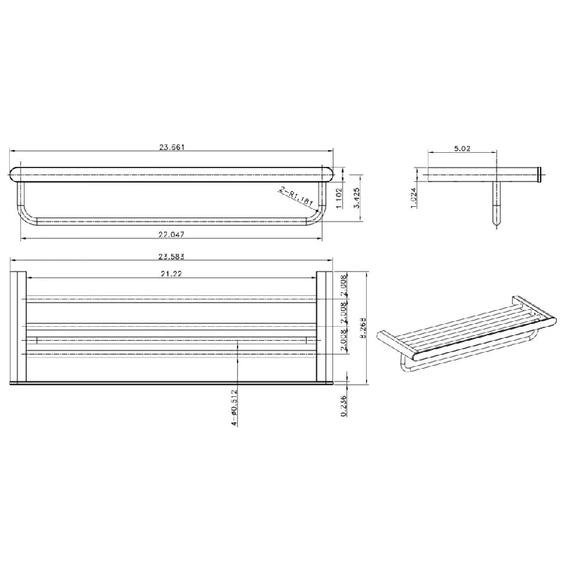 Multi-Rod Towel Rack With Towel Ring, Robe Hook And Toilet Paper Holder Accessory Set