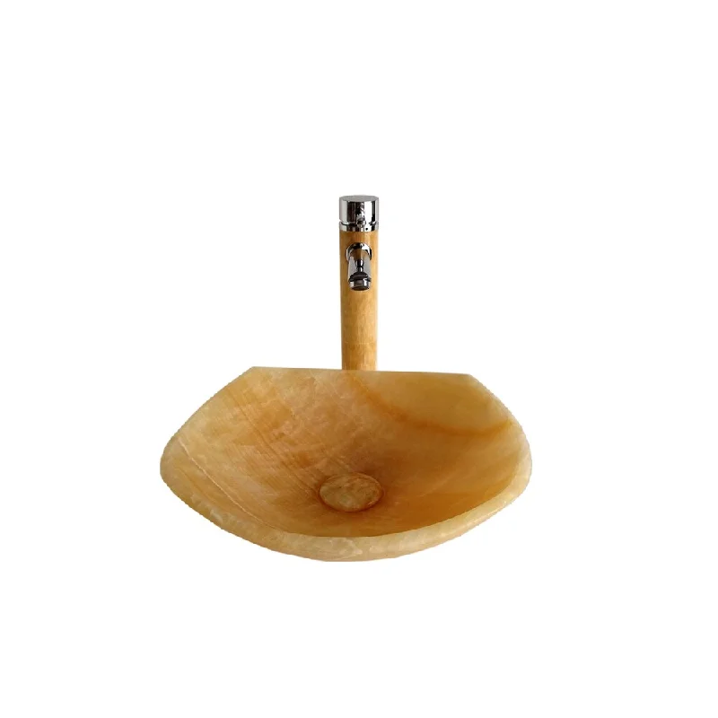 Natural Honey Onyx Sink Bowl with Matching Faucet and Drain