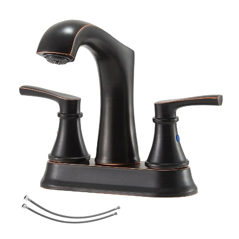 Oil Rubbed Bronze Vanity Sink Faucet Bath Lavatory Sinks Faucets Set with Hose