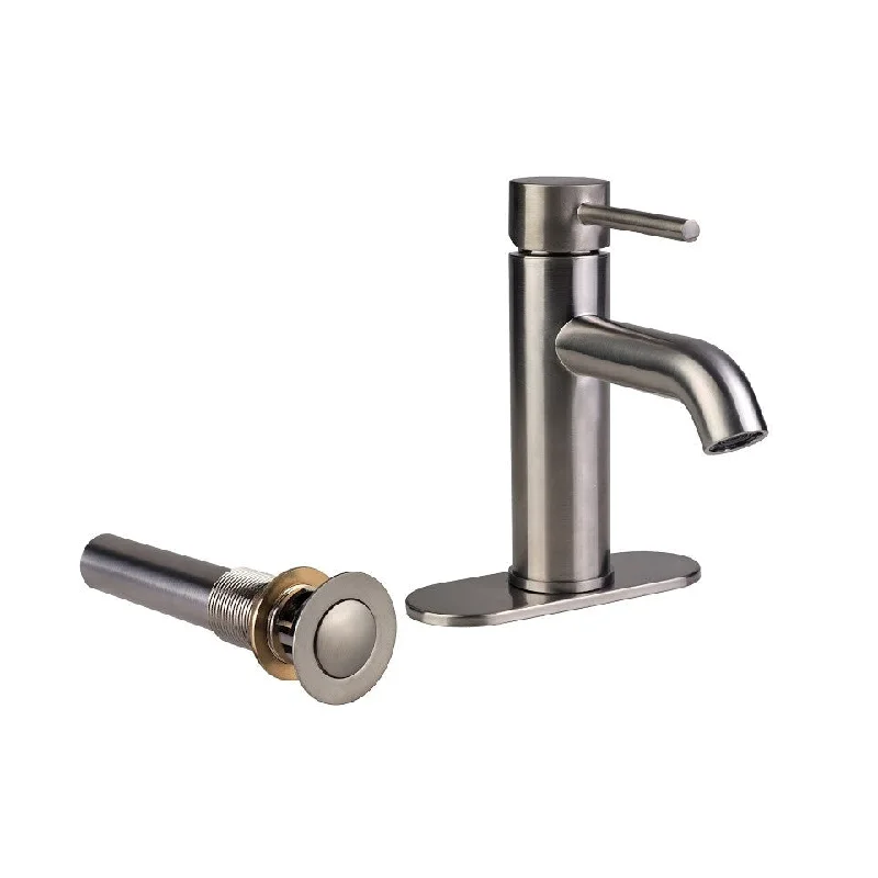 Palais Royal Euro Bathroom Faucet with Drain in Brushed Nickel