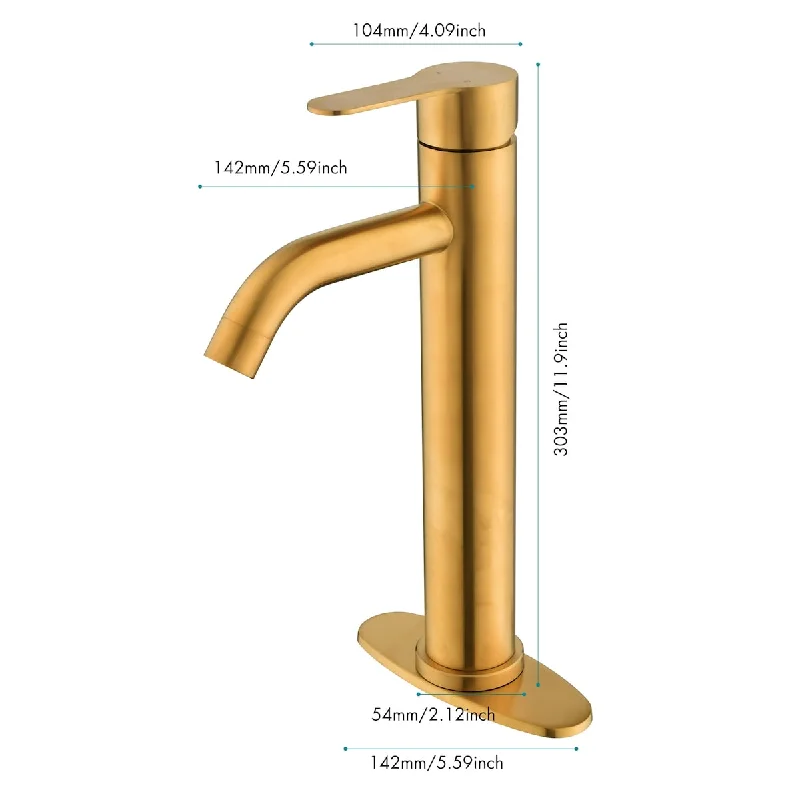 Single-Handle Gold Bathroom Faucet for Vanity - Durable and Stylish Design