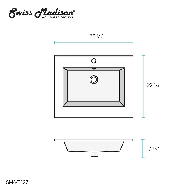 Swiss Madison Voltaire 25" Vanity Top Sink with Single Faucet Hole