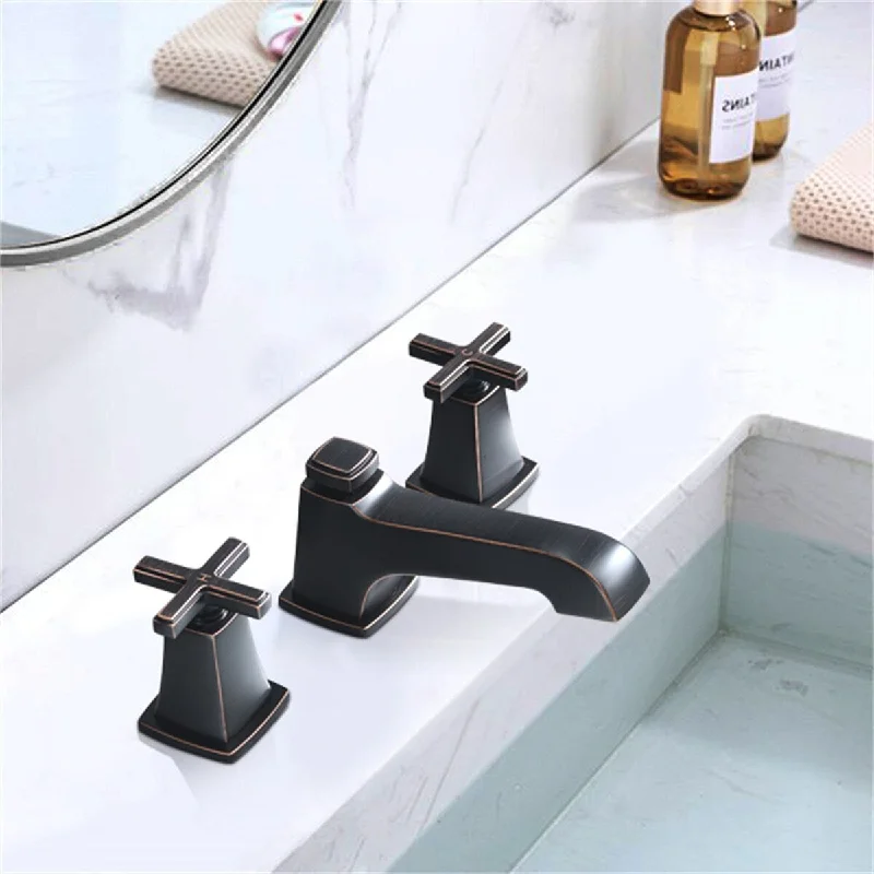 Two Handle Widespread Bathroom Faucet with Drain Oil-Rubbed Bronze