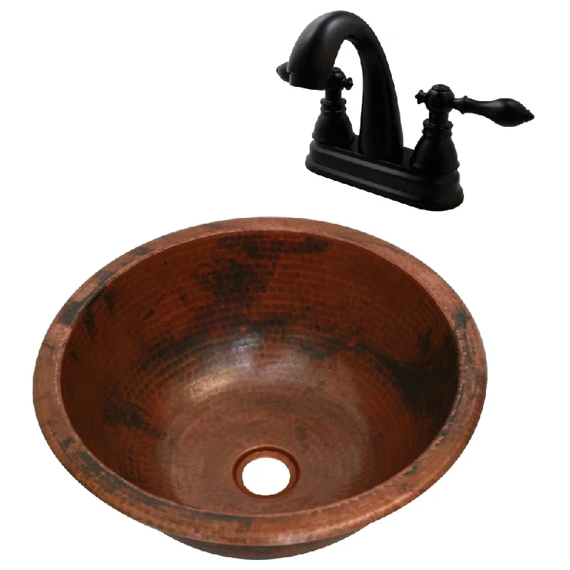 Unikwities 13.5X5 Copper Sink with Centerset Faucet and Drain