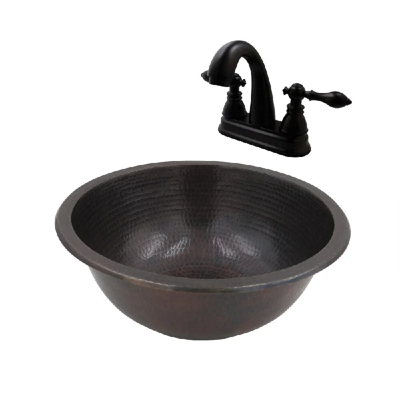 Unikwities 13.5X5 Copper Sink with Centerset Faucet and Drain