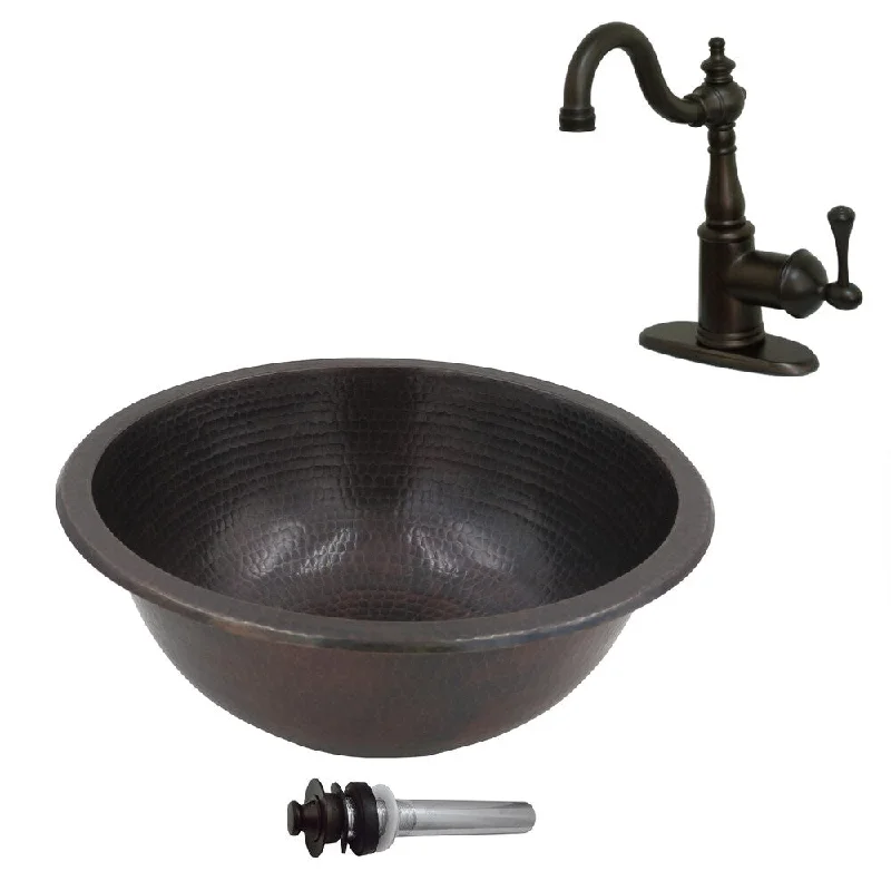 Unikwities 13.5X5 Copper Sink with Centerset Faucet and Drain