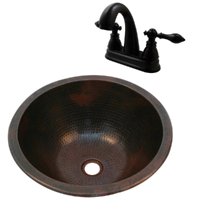 Unikwities 14.5X6.5 Copper Sink with Centerset Faucet and Drain