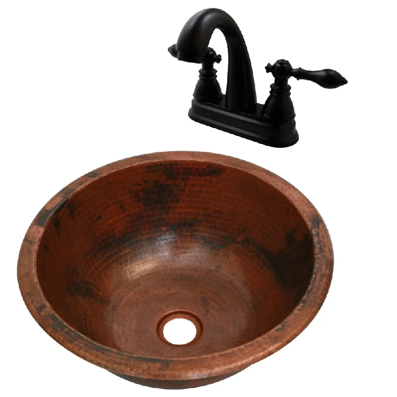 Unikwities 14.5X6.5 Copper Sink with Centerset Faucet and Drain