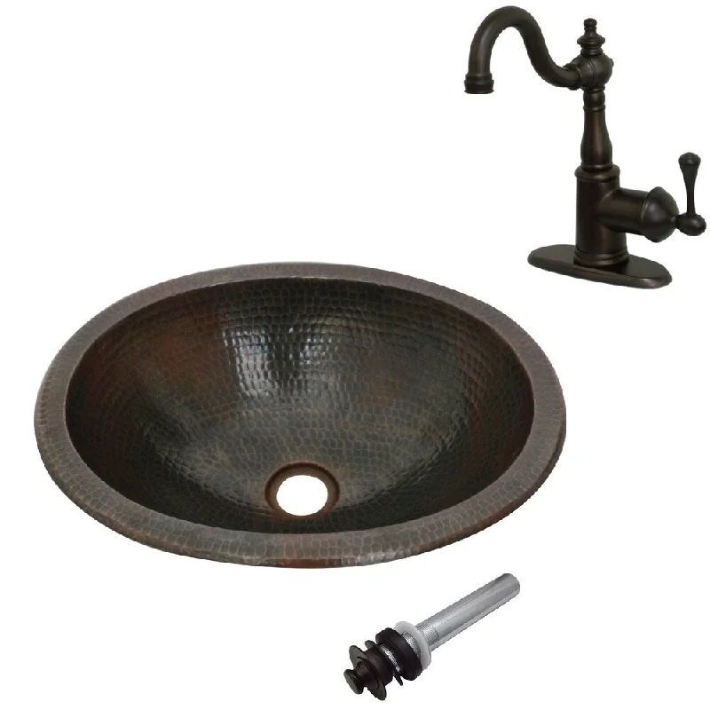 Unikwities 16X12X5 Copper Sink with Complimentary Faucet and Drain