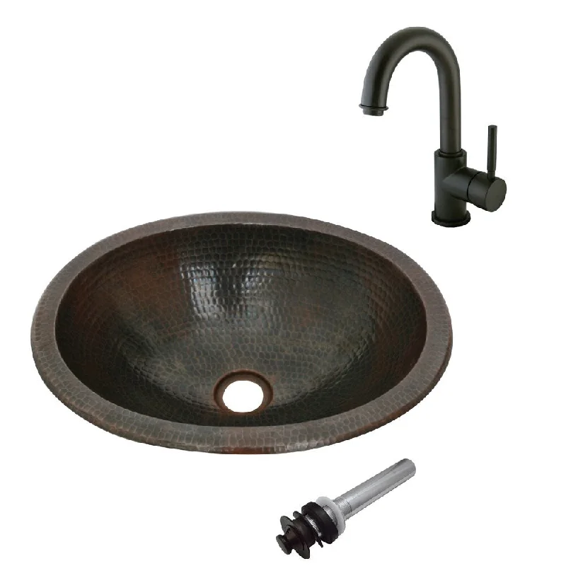 Unikwities 16X12X5 Copper Sink with Complimentary Faucet and Drain