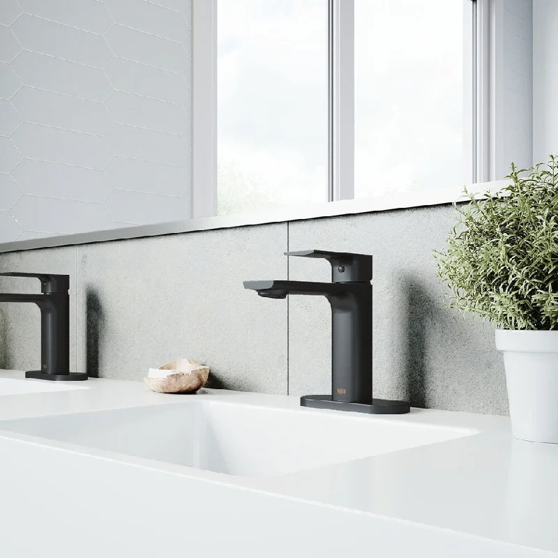 VIGO Davidson Single Hole Bathroom Faucet with Deck Mount in Matte Black