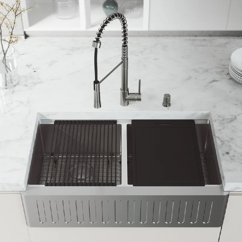 VIGO Oxford 36" Stainless Steel Kitchen Sink with Faucet in Stainless Steel