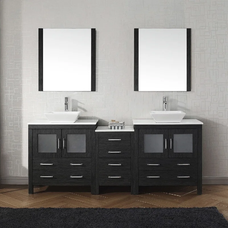 Virtu USA Dior 82-inch White Stone Double Vanity with Faucet Options