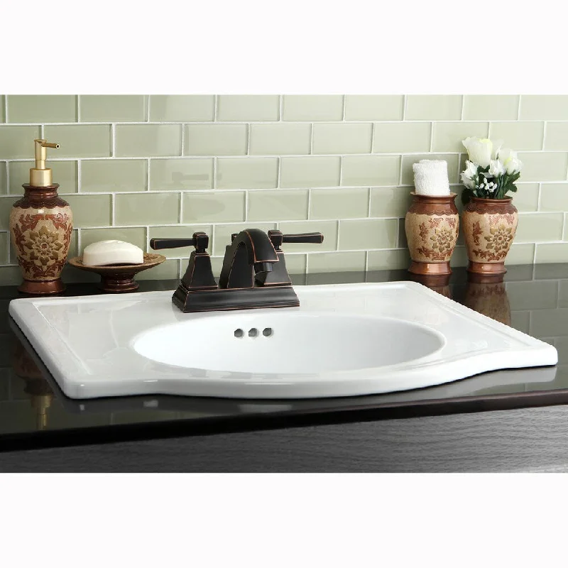 Vitreous China Countertop Sink with 4-inch Faucet Holes