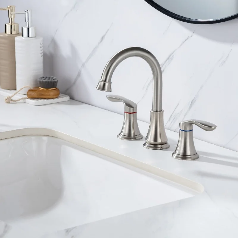 Widespread Bathroom Faucet Set with Drip-Free Design - Solid Brass Construction and Lead-Free Waterway Included