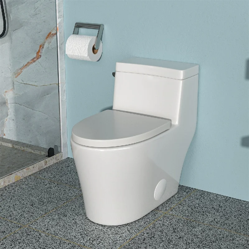 White One Piece Toilet 1.28 Gallon Ceramic Bathroom Toilet Floor Mount