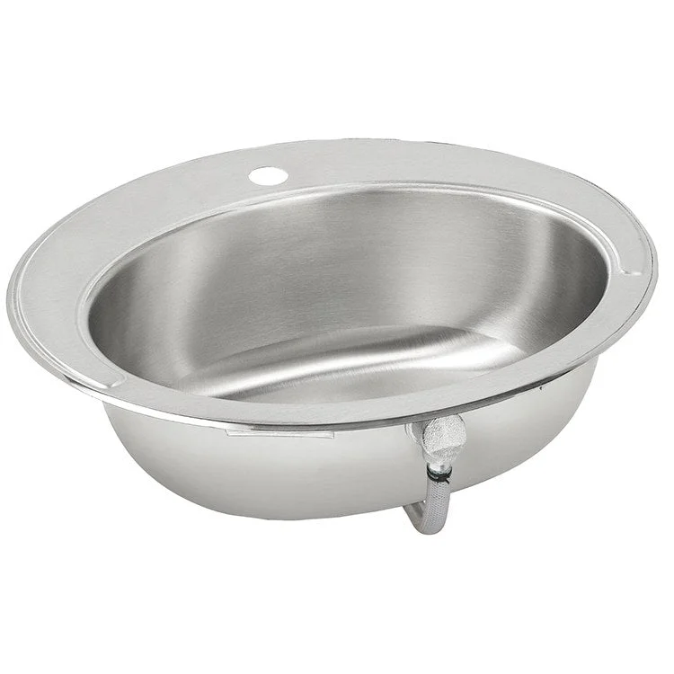 Asana 19-5/8" Oval Drop-In Single Bowl Stainless Steel Bathroom Sink with 1 Hole/Overflow