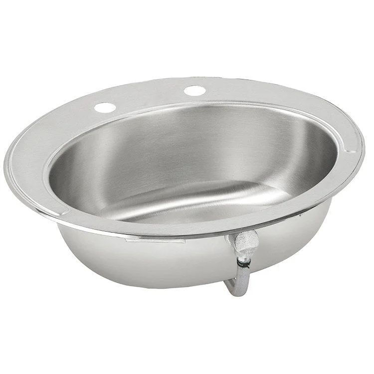 Asana 19-5/8" Oval Drop-In Single Bowl Stainless Steel Bathroom Sink with 2 Holes/Overflow