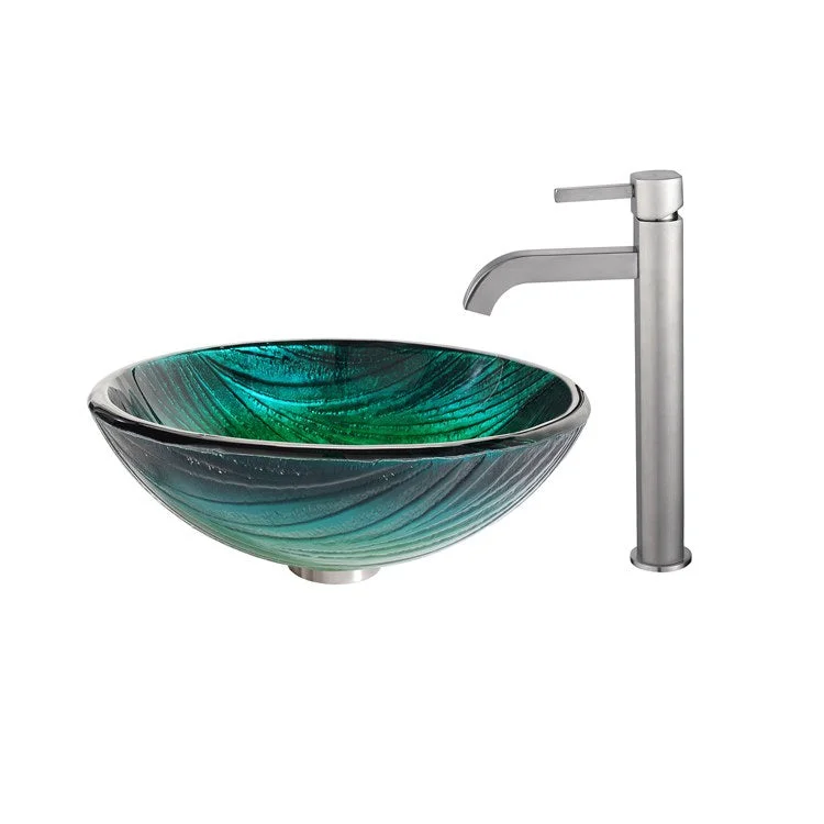 Nei Glass Vessel Sink with Ramus Faucet