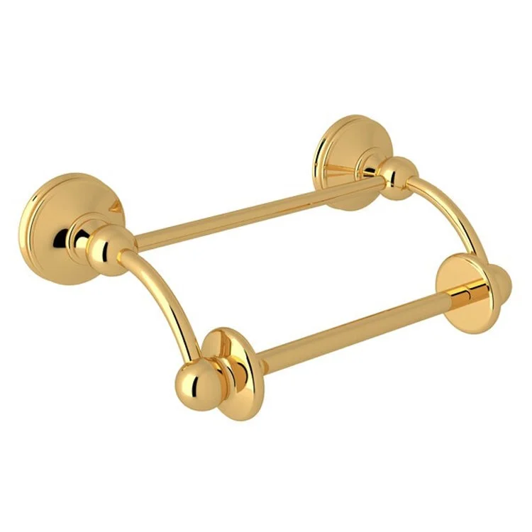 Toilet Paper Holder Georgian Era Swing Arm English Gold Brass 6.5 Inch 4 Inch Wall Mount