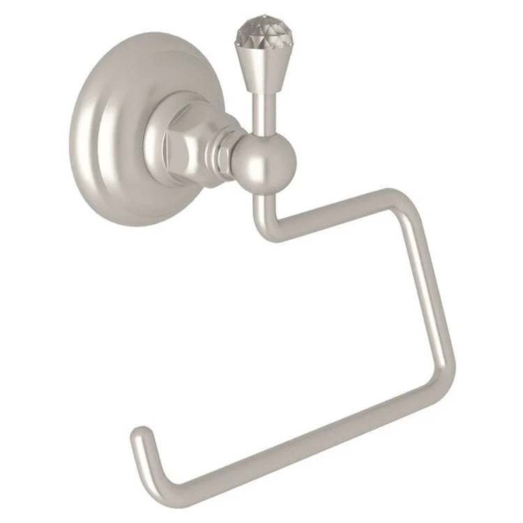 Toilet Paper Holder Swarovski Crystal Open Satin Nickel Brass 3-9/16 Inch Wall Mount