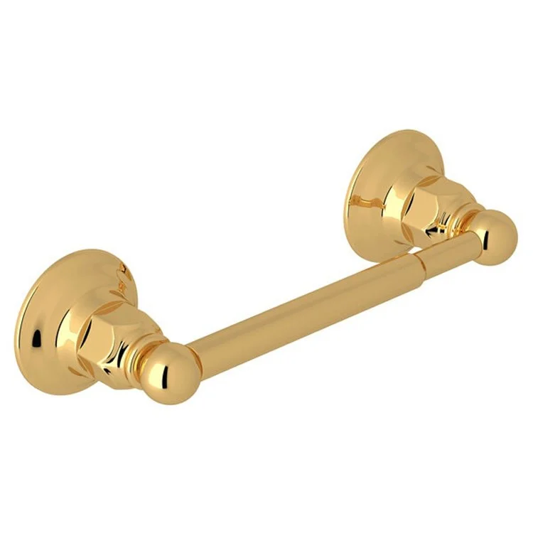 Toilet Paper Holder Single Spring Loaded Unlacquered Brass Metal 2-3/4 Inch Wall Mount