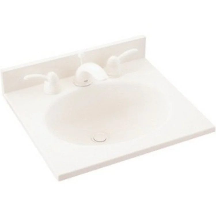 Vanity Top Ellipse Single Bowl 19 x 17 Inch ADA White Swanstone 1 Hole