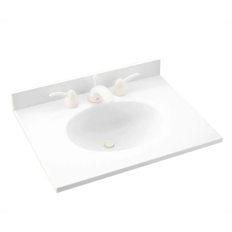 Vanity Top Ellipse Single Bowl 19 x 17 Inch ADA Cloud Bone Swanstone 1 Hole